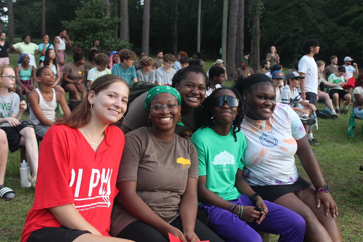 Group of campers smiling together